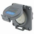 Hubbell Wiring Device-Kellems Gray Watertight Locking Receptacle, 20 Amps, 250V AC Voltage, NEMA Configuration: L15-20R