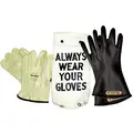Black Electrical Glove Kit, Natural Rubber, 0 Class, Size 10