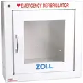Defibrillator Storage Cabinet, White, 17-1/2" H x 17-1/2" W x 9" D, Includes Alarm