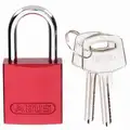 Abus Lockout Padlock: Keyed Alike, Aluminum, Compact Body Body Size, Steel, Std, Red, 1 Pack Size