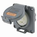 Hubbell Wiring Device-Kellems Gray Watertight Locking Receptacle, 30 Amps, 125/250VAC Voltage, NEMA Configuration: L14-30R