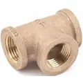 Tee: Red Brass, 1/2 in x 1/2 in x 1/2 in Fitting Pipe Size, Female NPT x Female NPT x Female NPT