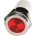 Flat Indicator Light: Red, Male .110 Connector, LED, 12V DC, Plastic (ABS)/LED/Brass Plated Chrome