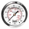 Panel-Mount Pressure Gauge: Front Flange, 0 to 160 psi, 2 1/2" Dial, Field-Fillable, PFQ