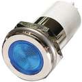 Flat Indicator Light: Blue, Male .110 Connector, LED, 12V DC, Brass Plated Chrome/LED/Plastic (ABS)