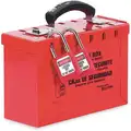 Red Steel Group Lockout Box, Max. Number of Padlocks: 12, 6" x 9-1/4"