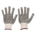 Condor Knit Gloves: L ( 9 ), Dotted, PVC, Full, Cotton ( 7 ga ), Full Finger, White, 1 PR