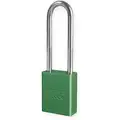 Green Lockout Padlock, Alike Key Type, Aluminum Body Material, 1 EA