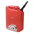 Flame Shield Gas Can, Steel, 5 gal. Capacity, 18-1/4" Height, 13-1/2" Length, 6-1/2" Width, Self Venting
