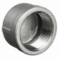 Round Cap: 316L Stainless Steel, 3/8" Fitting Pipe Size, Female NPT, Class 150, 24.5 mm Overall Lg