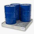 Denios Uncovered, Galvanized Steel IBC Containment Sump; 66 gal. Spill Capacity, No Drain Included, Blue