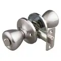EZ-FLO Standard Duty, Satin Nickel, Tulip Knob Lockset for Bedroom and Bathroom Doors; Door Thickness of 1-3/8" to 1-3/4"