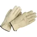 Cowhide Drivers Gloves, Shirred Wrist Cuff, Cream, Size: 2XL, Left and Right Hand