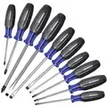 Phillips/Slotted/Square Recess Screwdriver Set, Multicomponent, Number of Pieces: 10