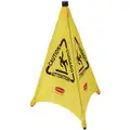 Folding Safety Cone, Sign Header Caution, Caution/Cuidado/Attention, Number of Printed Sides 3