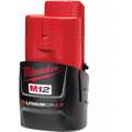 Milwaukee Battery: Milwaukee, M12 REDLITHIUM, Li-Ion, 1 Batteries Included, 2 Ah, CP, (1) Battery