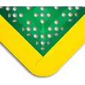 Wearwell Interlocking Drainage Mat, Recycled PVC, Green with Yellow Border, 1 EA
