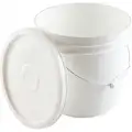 Dynalon Pail: 2 gal, Snap-On, 9 5/8 in, 9 3/4 in Overall H, Includes Lid, Steel, Round, White