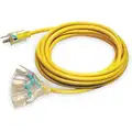 Power First 10 ft. Indoor, Outdoor Lighted Extension Cord; Max Amps: 15.0, Number of Outlets: 3, Yellow
