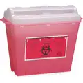 Sharps Container,  Rotor Lid Type,  9 1/2 Height,  12 1/2 in Length,  3 3/4 in Width,  Plastic,  Red