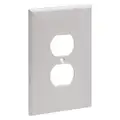 Duplex Receptacle Wall Plate, White, Number of Gangs 1, Weather Resistant No