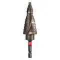 Milwaukee Step Drill Bit: 9 Hole Sizes, 1/8 in to 1 in, 1/16 in Step Increments, TiAlN Finish