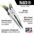 Klein Tools Long Nose Pliers, Jaw Length: 2-5/16", Jaw Width: 1", Jaw Bend: 0&deg;, Tip Width: 1/8"