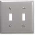 Hubbell Wiring Device-Kellems Toggle Switch Wall Plate, Gray, Number of Gangs 2, Weather Resistant No