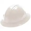 Full Brim Hard Hat, White, Ratchet