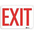 Exit Sign, Exit, Sign Header No Header, Aluminum, 10" x 14", Horizontal Rectangle, English