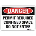 Recycled Aluminum Confined Space Sign with Danger Header, 10" H x 14" W