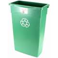 Tough Guy Recycling Can: Green, 23 gal Capacity, 11 1/2 in Wd/Dia, 20 in Dp, 29 3/4 in Ht
