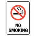 Lyle No Smoking Sign: Reflective Sheeting, Adhesive Sign Mounting, 7 in x 5 in Nominal Sign Size, English