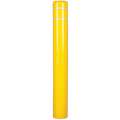 60" High Density Polyethylene, Smooth Bollard Cover for 7" dia. Post; Yellow with White Stripes