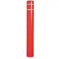 52" High Density Polyethylene, Smooth Bollard Cover for 4-1/2" dia. Post; Red with White Stripes