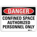 Recycled Aluminum Confined Space Sign with Danger Header, 7" H x 10" W