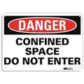 Recycled Aluminum Confined Space Sign with Danger Header, 7" H x 10" W