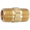 Hex Nipple: Brass, 3/8 in x 3/8 in Fitting Pipe Size, Male NPT x Male NPT, 1 1/4 in Overall Lg