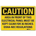 Vinyl Electrical Panel Sign with Caution Header; 10" H x 14" W