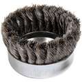 4" Knotted Wire Cup Brush, Arbor Hole Mounting, 0.014" Wire Dia. 1-1/4" Bristle Trim Length