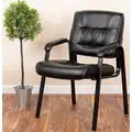 Flash Black Leather Side Chair 19" Back Height, Arm Style: Fixed