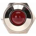 Round Indicator Light: Red, Male .110 Connector, LED, 12V DC, LED/Plastic (ABS)/Brass Plated Chrome