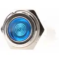 Flat Indicator Light: Blue, Male .110 Connector, LED, 12V DC, Brass Plated Chrome/LED/Plastic (ABS)