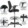 Flash Furniture Black Mesh Draft Chair 18-1/2" Back Height, Arm Style: Adjustable