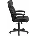 Flash Black Leather Executive Chair 25-1/2" Back Height, Arm Style: Fixed