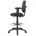 Boss Black Fabric Drafting Chair 16-1/2" Back Height, Arm Style: Adjustable