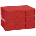 Red Steel 9-Drawer Cabinet, 4-7/8" x 11-1/4" x 2-3/4"