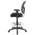 Boss Black Fabric Drafting Chair 19-1/2" Back Height, Arm Style: Adjustable
