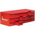 Red Steel 18-Drawer Cabinet, 33-13/16" x 11-11/16" x 10-13/16"