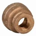 Reducing Coupling: Red Brass, 1 in x 1/2 in Fitting Pipe Size, Female NPT x Female NPT, Class 125